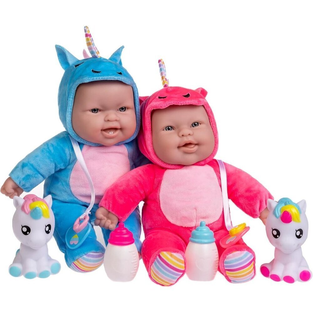 🆕12Inch Unicorn Twins Newborn Dolls with Soft Cloth Body Brown Skin Twins
